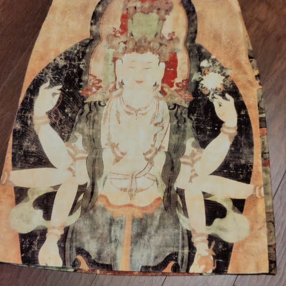 Vivienne Tam 90s Kuan Yin Buddha cotton Velvet archival Runway Skirt▪️ rare LG - Picture 6 of 11